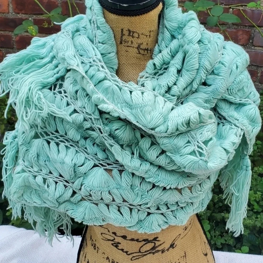 Handmade Aqua green crochet‎ infinity scarf